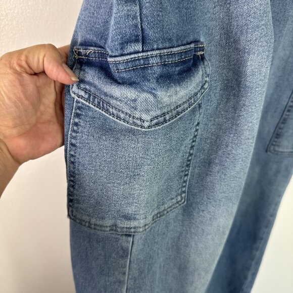 KanCan Women's 7/27 Bootcut Cargo Denim Jeans Blue Inseam 31.5" - Picture 4 of 15